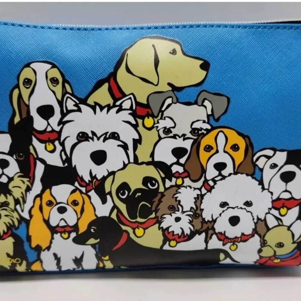 Marc Tetro Blue Dog Print Cosmetic Travel Bag